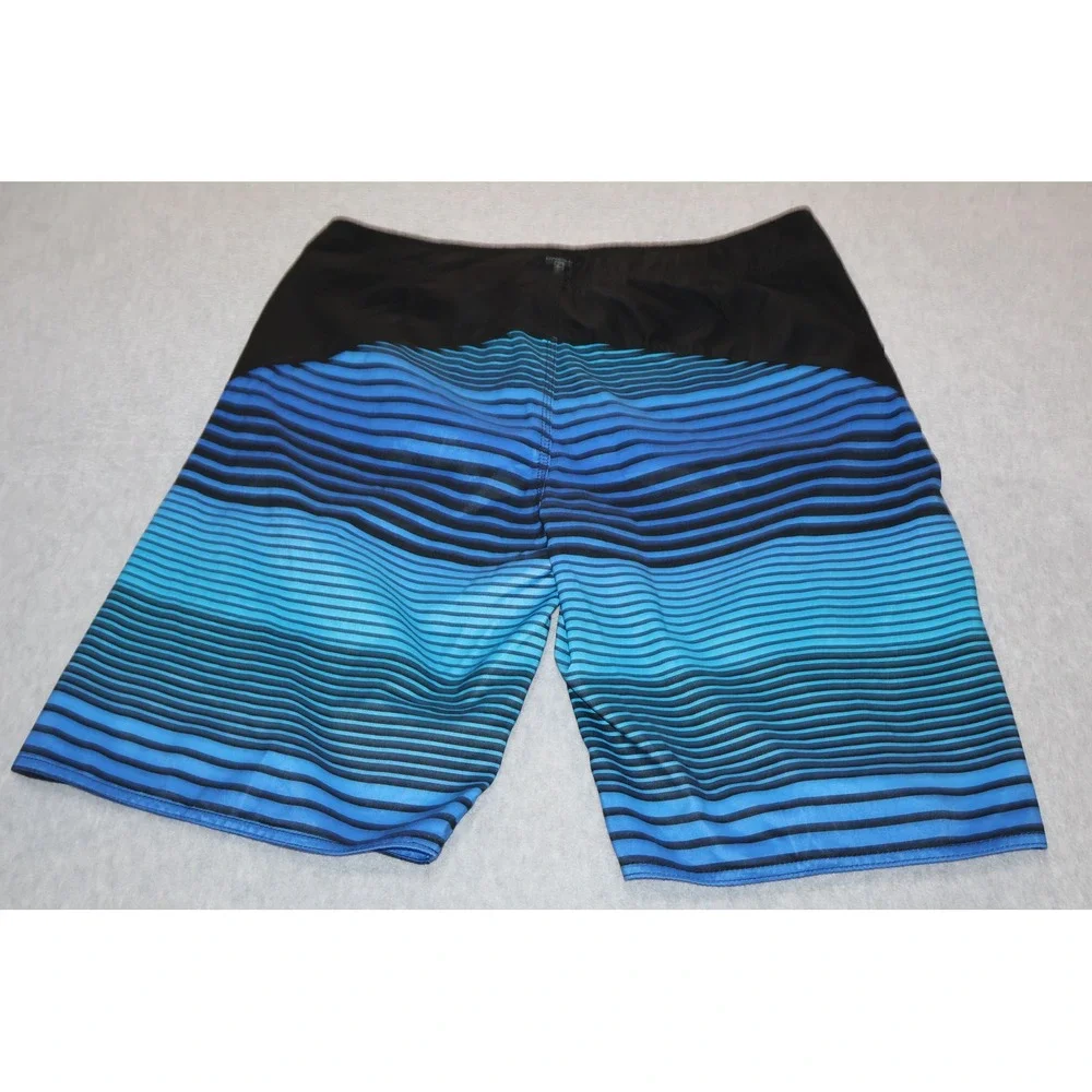 O'Neill Board Shorts Mens 36 Blue Striped Drawstring Pockets Swim Trunks